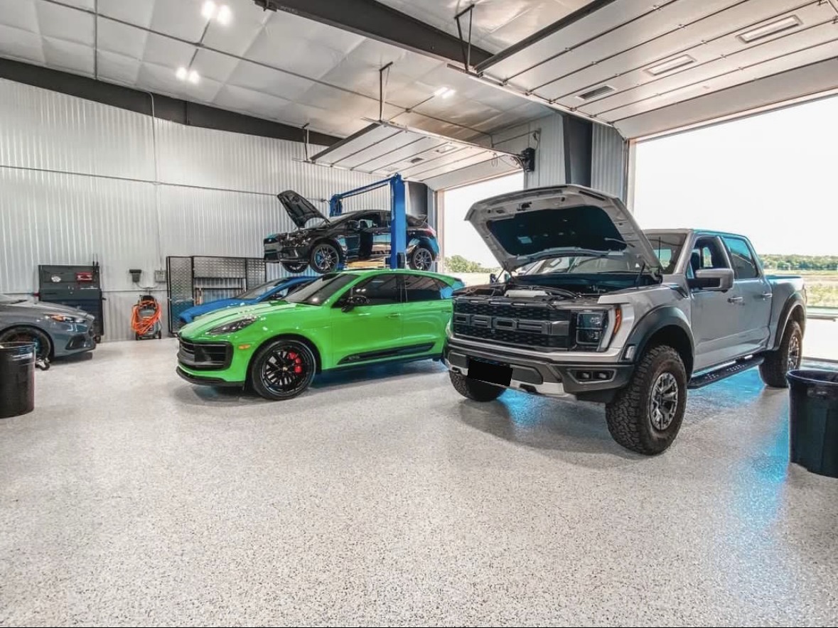 Car storage inside a garage condo in Wisconsin
